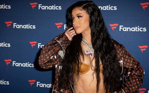 Cardi B arrives at the 2019 Fanatics Super Bowl Party in Atlanta - Credit: AP