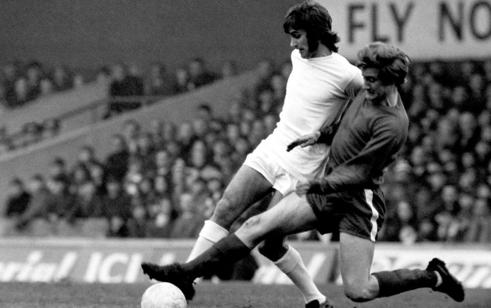 Bill Gates playing for Middlesbrough and tackling Manchester United's George Best