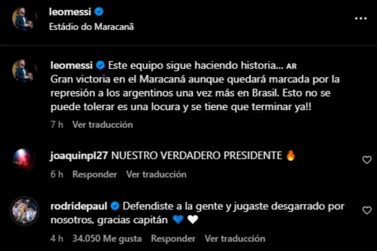 ¿De Paul dejó entrever la lesión que habría sufrido Lionel Messi?