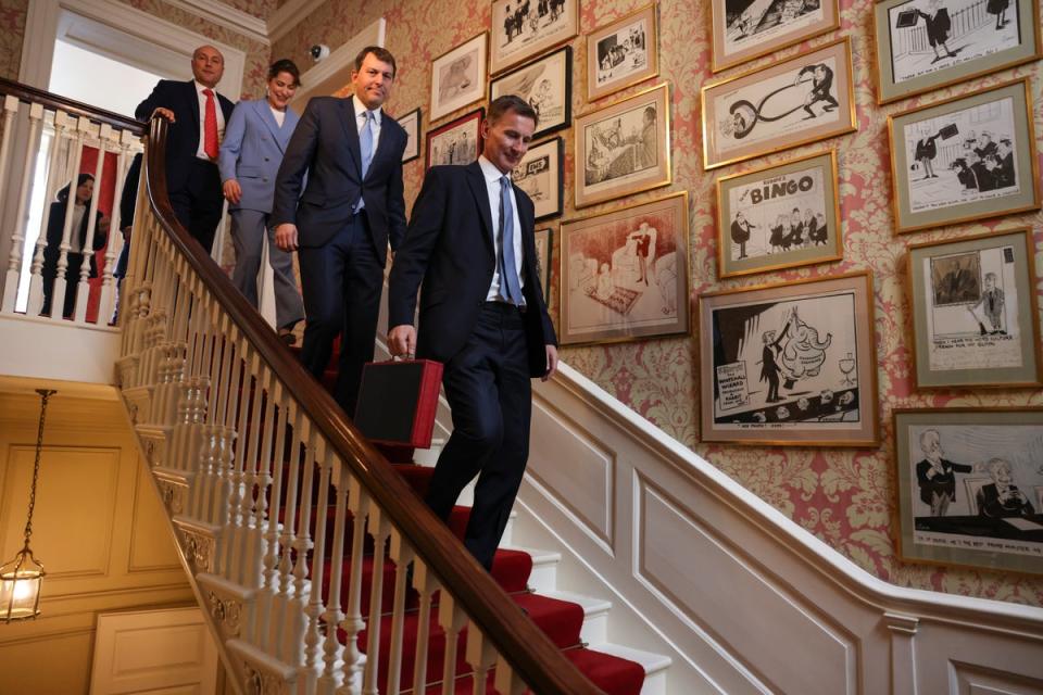 Chancellor of the Exchequer Jeremy Hunt prepares to leave 11 Downing Street to present his Budget to Parliament (Simon Dawson / No10 Downing Street)