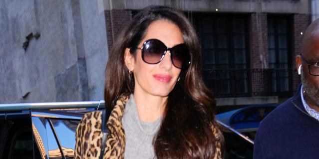 Amal Clooney Steps Out In Leopard Jacket And Beyond Thigh-High