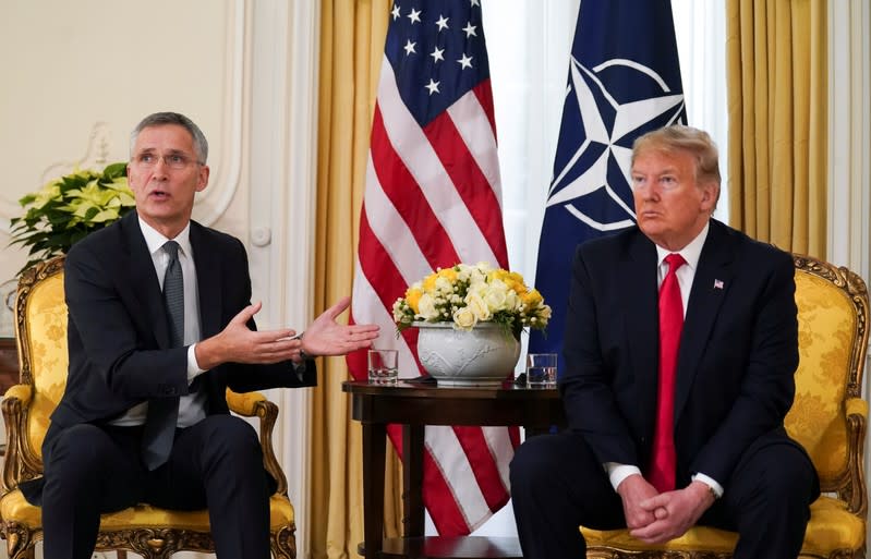 U.S. President Trump meets with NATO Secretary General Stoltenberg, ahead of the NATO summit, in London