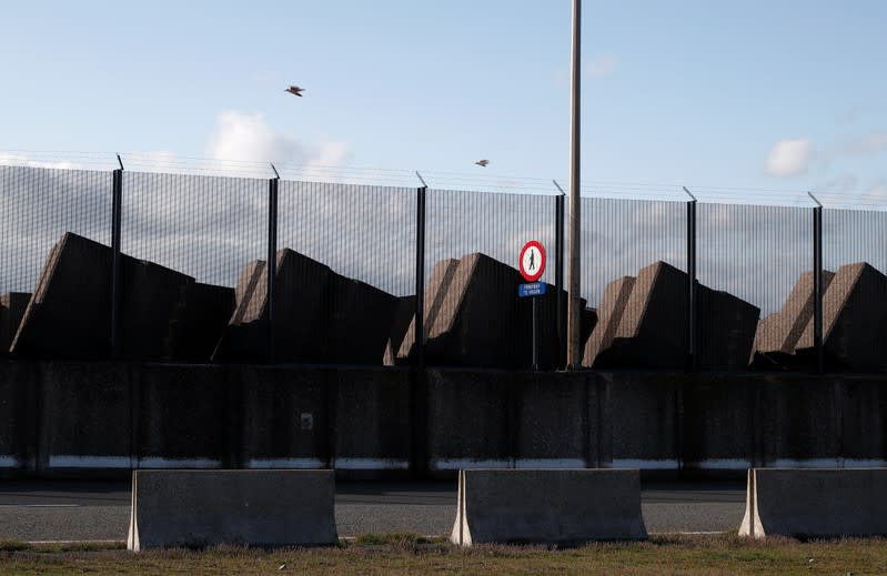 General view of fences protecting the port of Zeebrugge