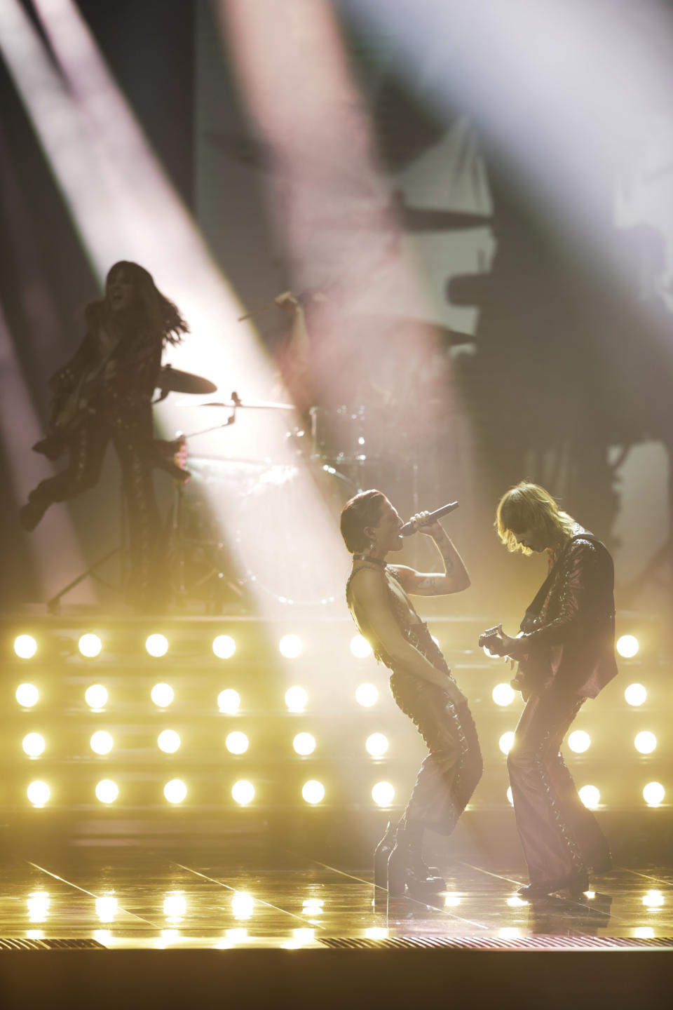 Maneskin from Italy perform Zitti E Buoni after winning the Grand Final of the Eurovision Song Contest at Ahoy arena in Rotterdam, Netherlands, Saturday, May 22, 2021. (AP Photo/Peter Dejong)