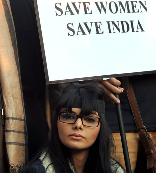 Sherlyn Chopra joins the protesters