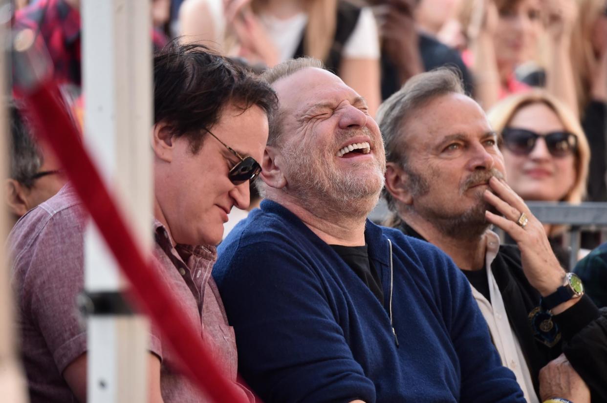 Quentin Tarantino with Harvey Weinstein in 2016. The Pulp Fiction director has admitted he was aware of some of the allegations against the disgraced film mogul for decades: Getty