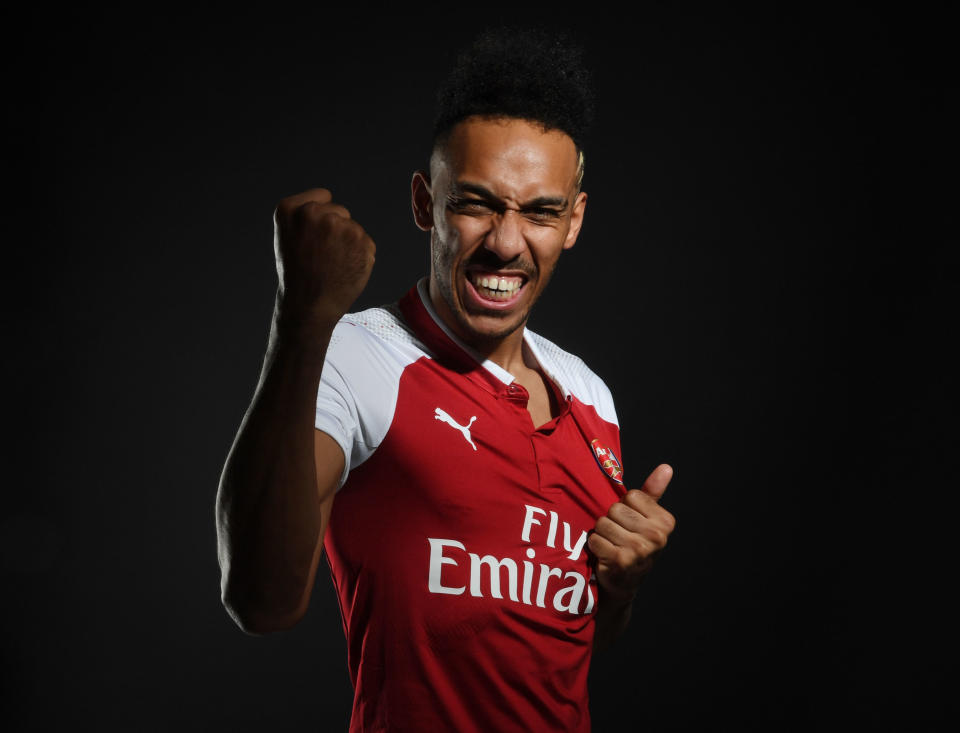 Arsenal unveil new signing Pierre-Emerick Aubameyang on deadline day. (Getty)