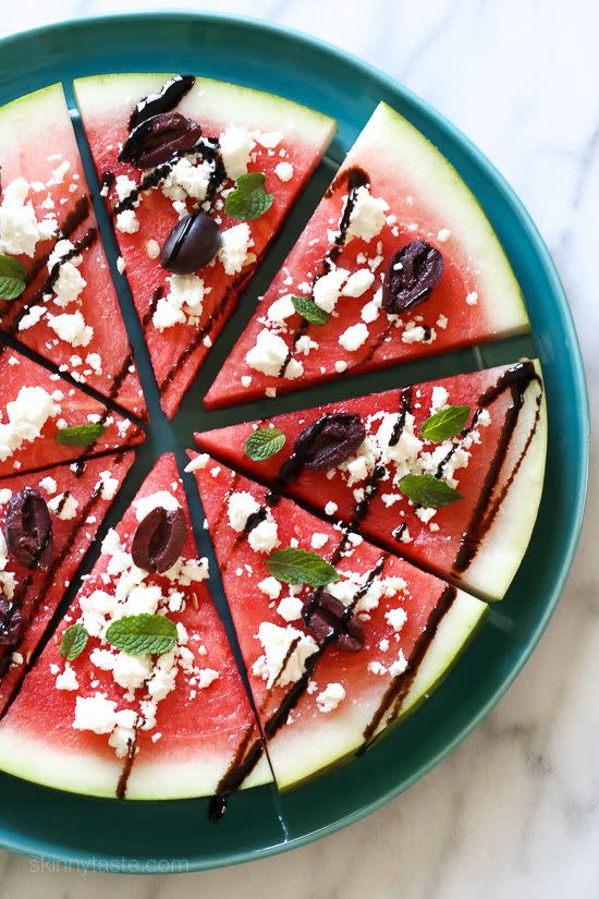 Watermelon, Feta, and Balsamic “Pizza”