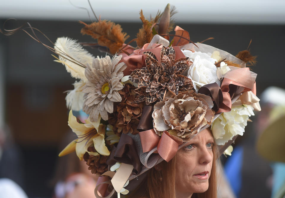 Tami Purcell of Knoxville, Tennessee, wearing a festive hat&nbsp;at the derby on May 3, 2014.