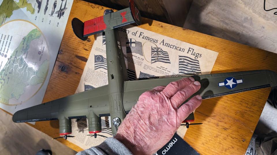 Harold Pressel describes where a projectile penetrated the wing of the bomber causing a loss of fuel, a parachute jump, and eventually landing him in a series of German POW camps during World War II.