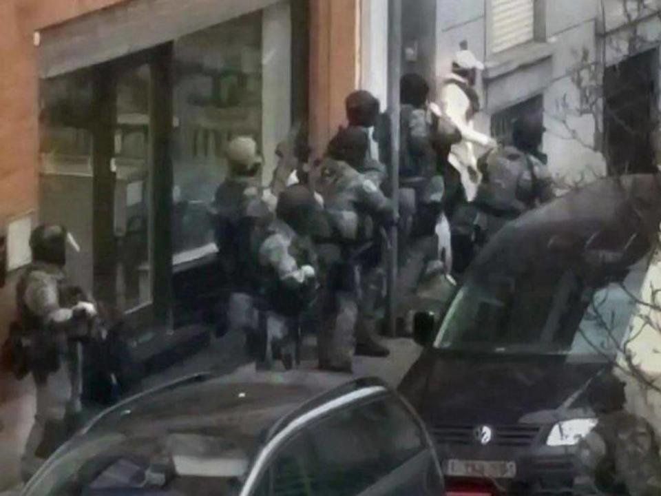 The raid in which Abdeslam was arrested in Brussels (Reuters)