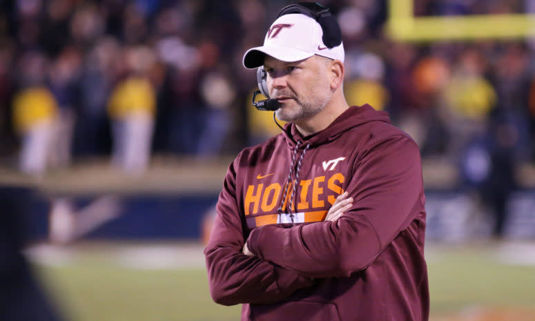 A solo shot of Virginia Tech coach Justin Fuente.