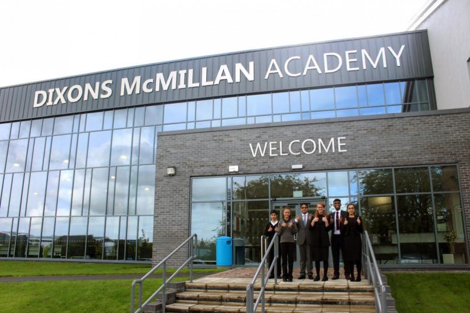 Bradford Telegraph and Argus: Dixons McMillan Academy pupils celebrate the school's outstanding Ofsted inspection and report.