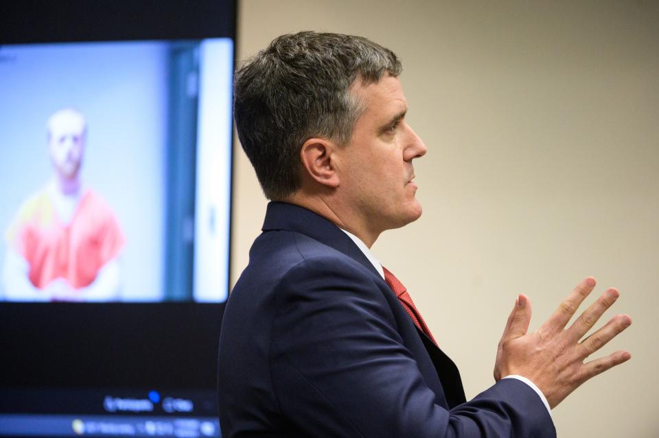Defense attorney Andy Moorman makes his case to grant Zachary David Hughes bond at the Greenville County Courthouse Wednesday, April 6, 2022.