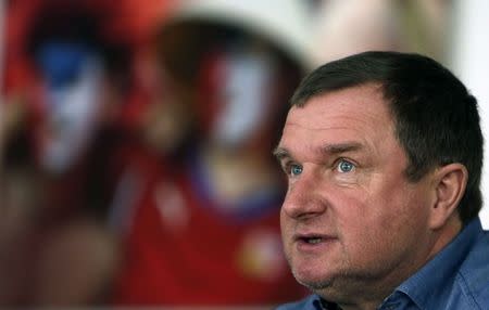 Czech national soccer team coach Pavel Vrba speaks during an interview with Reuters in Prague November 26, 2014. REUTERS/David W Cerny