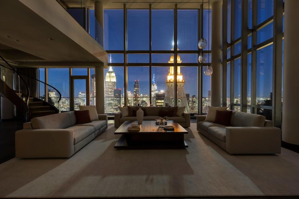 Rupert Murdoch's penthouse in NYC photographed at night.