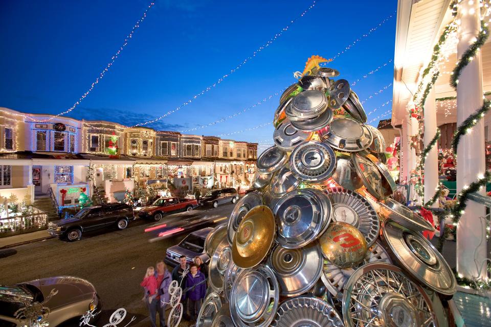 The Hubcap Christmas Tree in Baltimore, Maryland
 