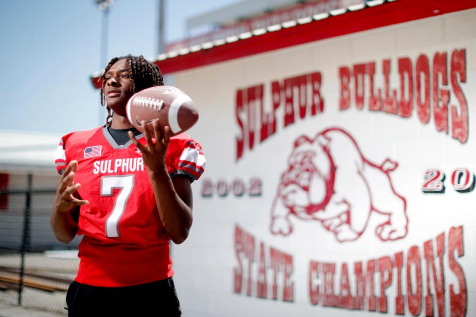 Sulphur's DaMontre Patterson posses for a photo in Sulphur, Okla., Saturday, July 22, 2023, for The Oklahoman's Super 30 series.