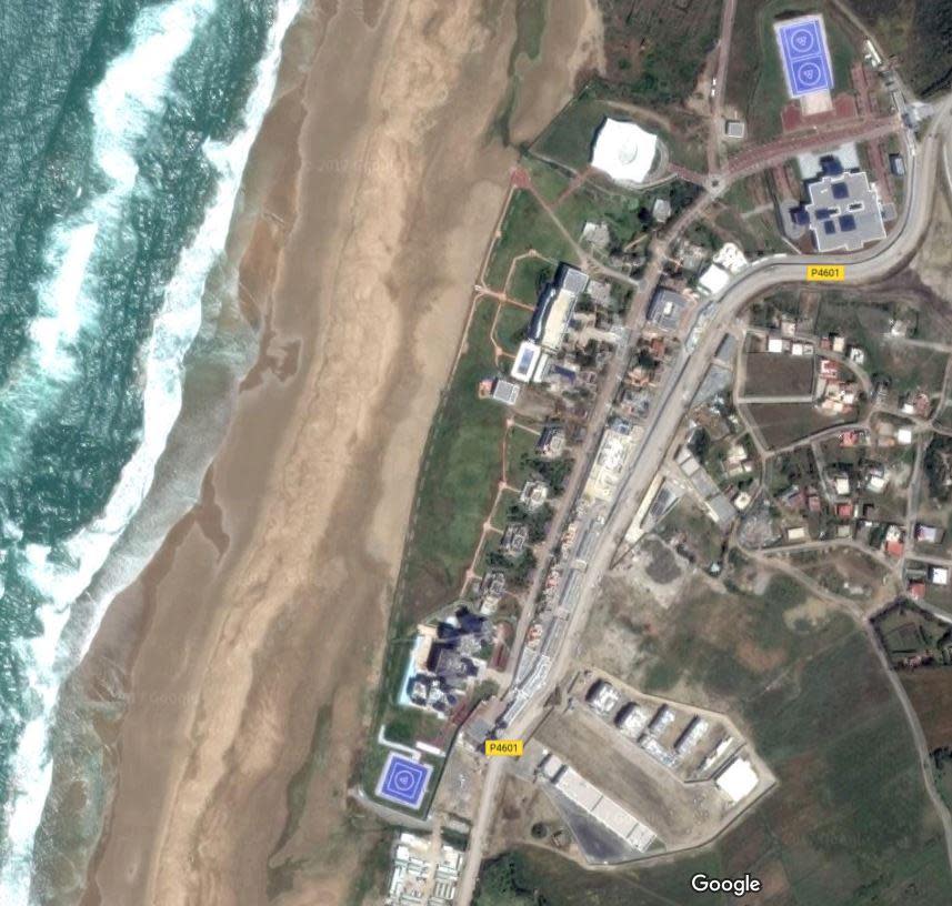 The sprawling complex includes multiple helipads and overlooks the beaches of Jbilia (Google Maps)