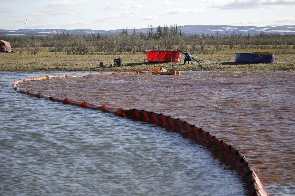 Fuel spill cleanup in Norilsk, Russia (Kirill Kukhmar / TASS via Getty Image)