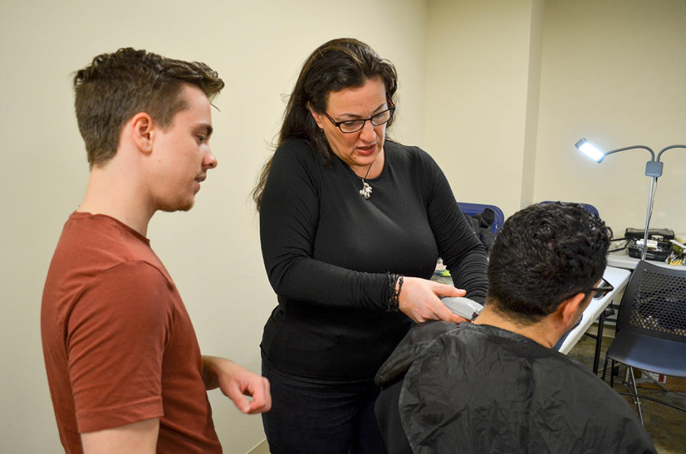 Basic barber lessons taught at the Trans Beauty Clinic. (Photo: Anne Kristoff for Yahoo Lifestyle)