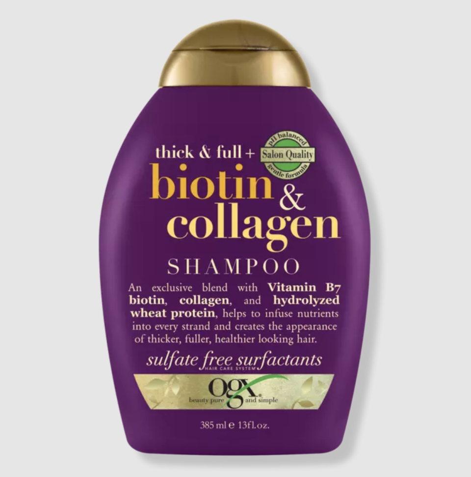 <p><a href="https://go.redirectingat.com?id=74968X1596630&url=https%3A%2F%2Fwww.ulta.com%2Fp%2Fbiotin-collagen-extra-volume-extra-strength-shampoo-pimprod2014239&sref=https%3A%2F%2Fwww.harpersbazaar.com%2Fbeauty%2Fhair%2Fg39530410%2Fbest-volumizing-shampoo%2F" rel="nofollow noopener" target="_blank" data-ylk="slk:Shop Now;elm:context_link;itc:0;sec:content-canvas" class="link ">Shop Now</a></p><p>Biotin & Collagen Extra Strength Shampoo</p><p>ulta.com</p><p>$10.69</p><span class="copyright">Ulta</span>