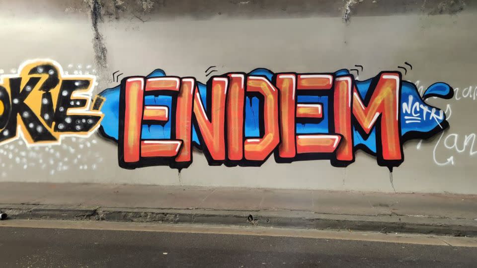 ENDEM's tag, pictured here adorning the walls of the 3rd Street tunnel in Downtown Los Angeles. - Endem