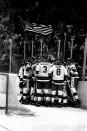 FILE - In this Feb. 22, 1980, file photo, U.S. ice hockey players celebrate after a first period goal by Buzz Schneider against the Soviet Union at the Winter Olympics in Lake Placid, N.Y. (AP Photo/File)