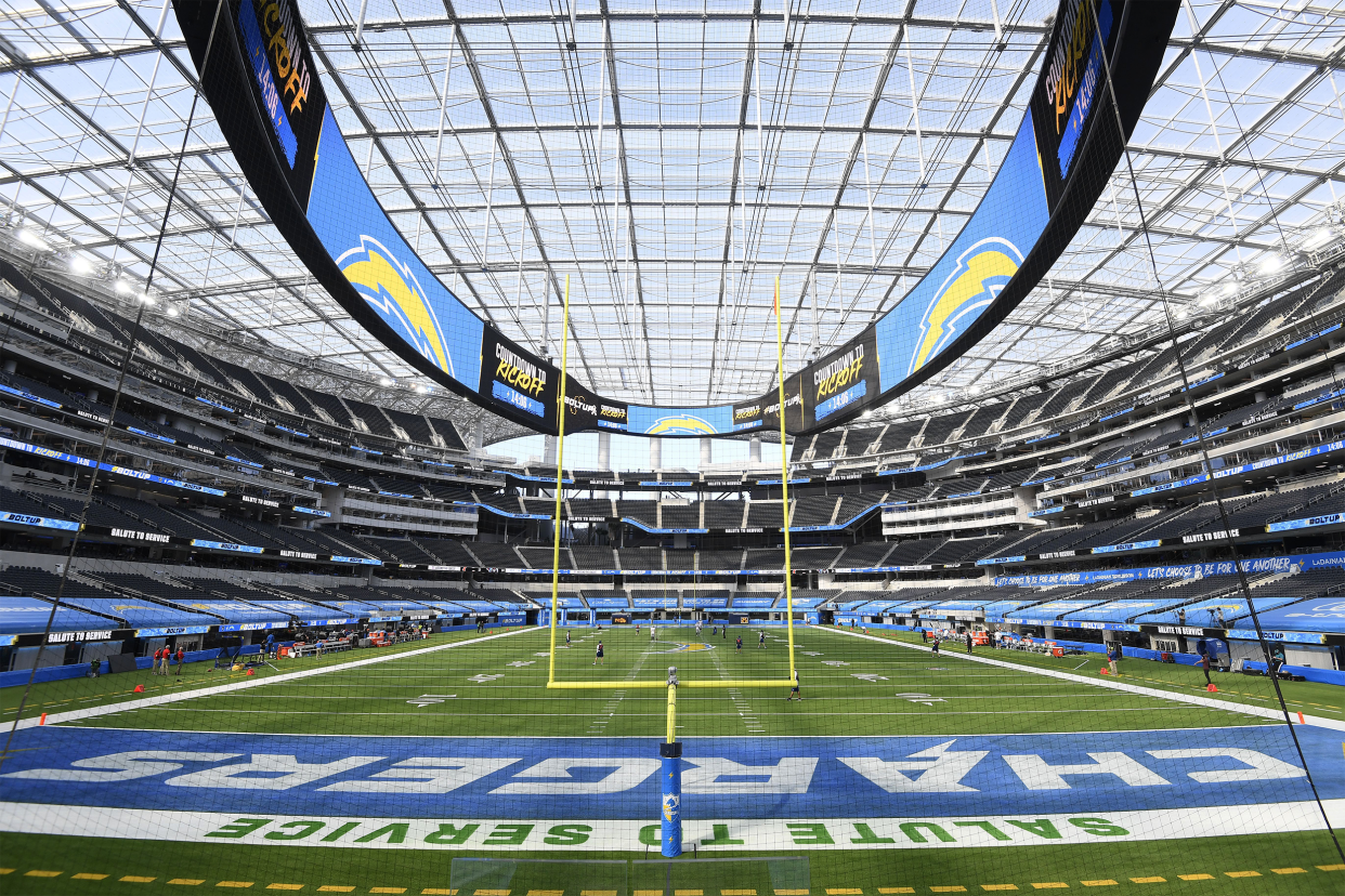 Los Angeles Chargers, SoFi Stadium, Inglewood, California prior to a game Between the Las Vegas Raiders and Los Angeles Chargers on November 08, 2020