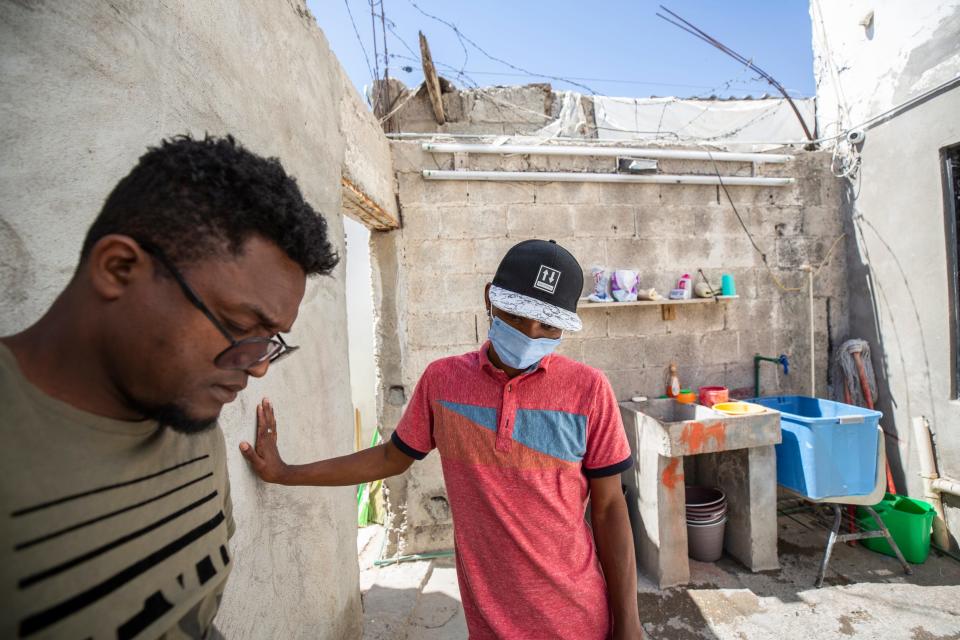 Haitain migrants are photographed at a shelter in Ciudad Juarez on May 5, 2022. The migrants are hoping to seek asylum in the U.S. 