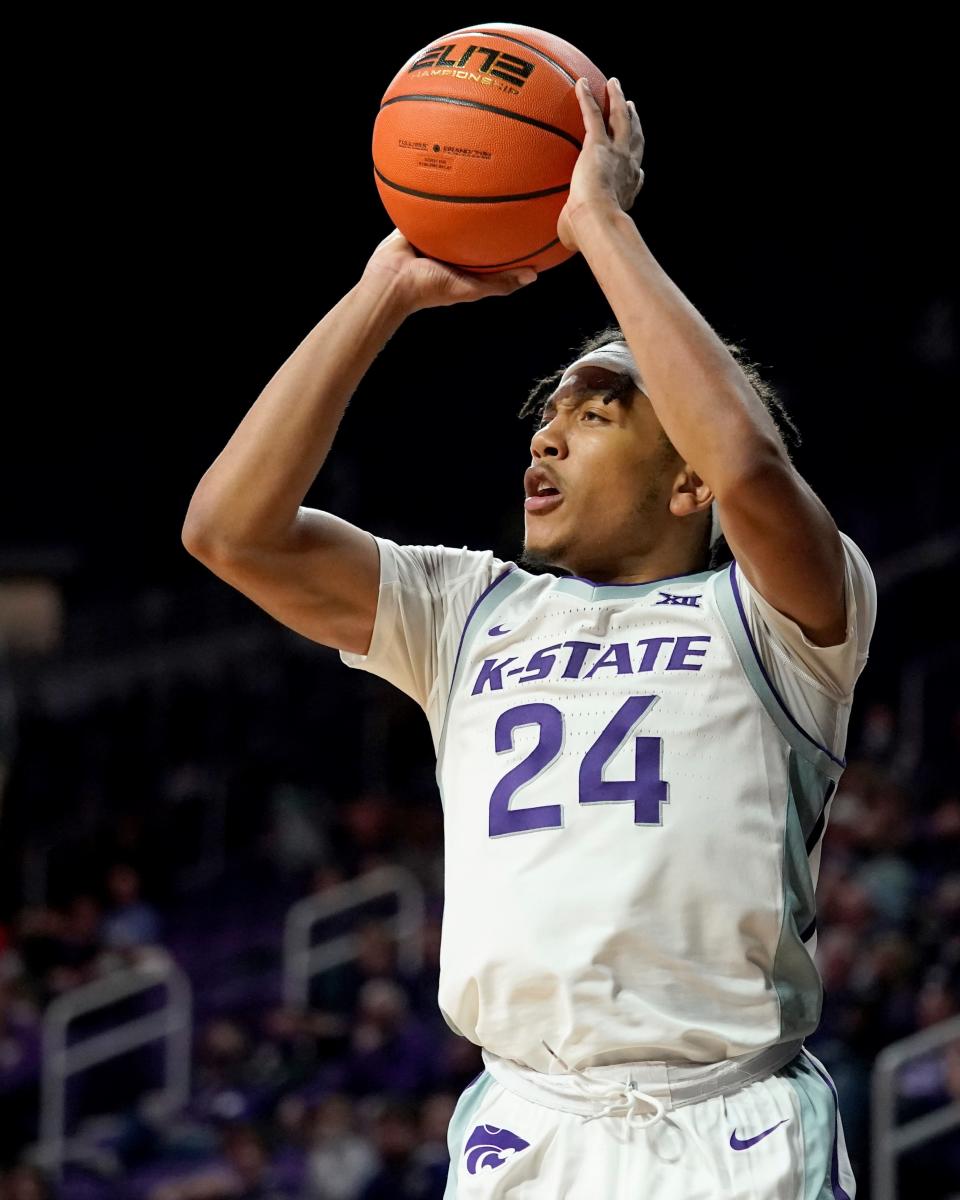 Kansas State's Nijel Pack shoots earlier this season against Albany in Manhattan.