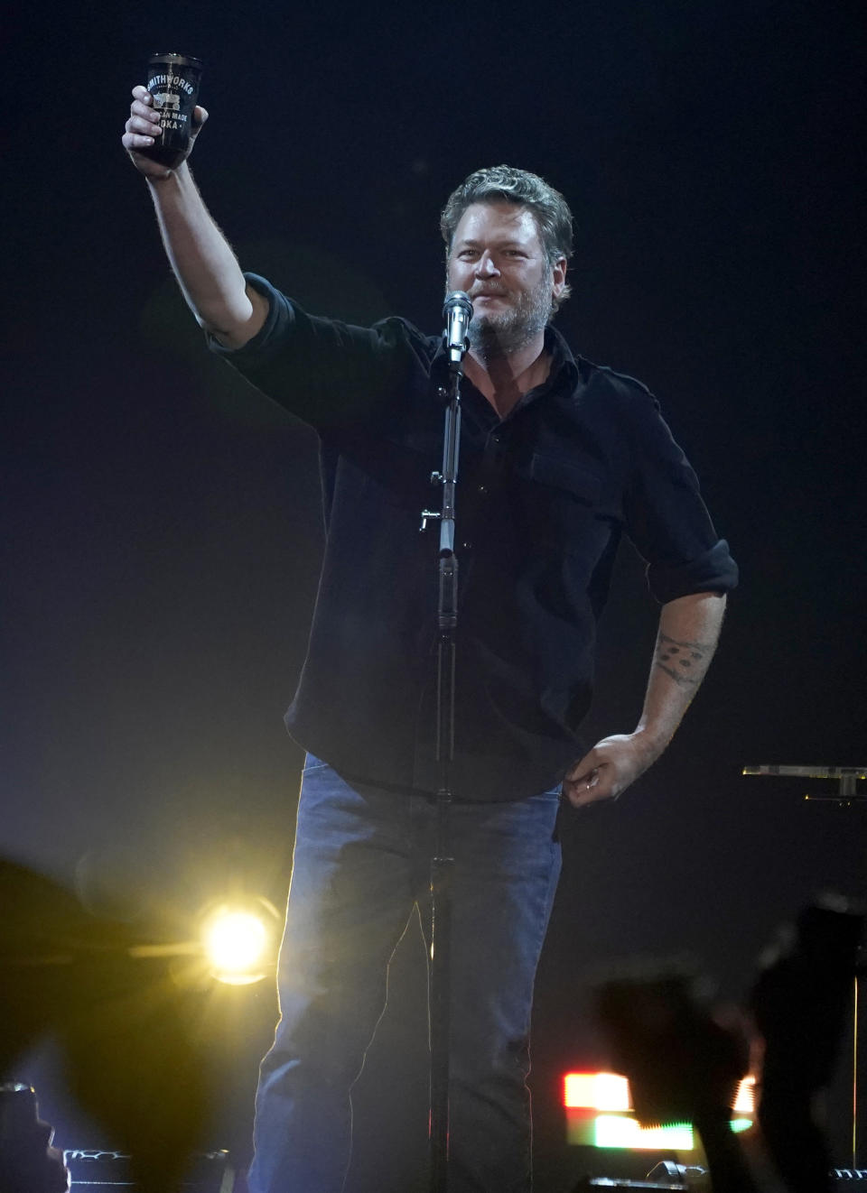 Blake Shelton performs at day two of the Bud Light Super Bowl Music Fest on Friday, Feb. 11, 2022, at Crypto.com Arena in Los Angeles. (AP Photo/Chris Pizzello)