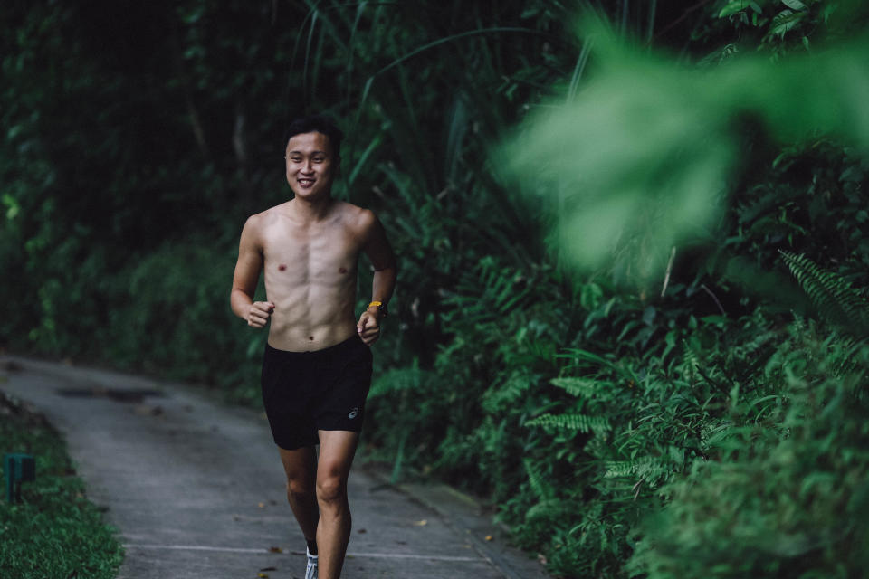 Shaun broke the seven-minute barrier in the 2.4km run at the Pocari Sweat Challenge event last year. 