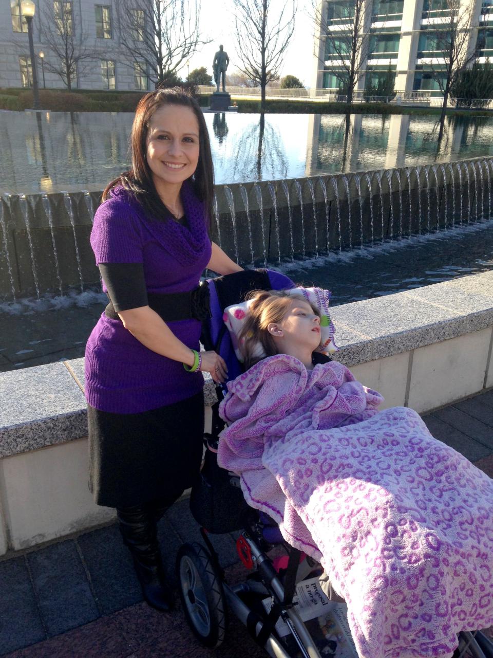 Catrina Nelson poses for a photo with her daughter Charlee Nelson outside of the Capitol in Salt Lake City on March 11, 2014, the day Catrina and her husband took Charlee to the Senate chamber to ask lawmakers to pass Charlee’s Law, | Courtesy of Catrina Nelson