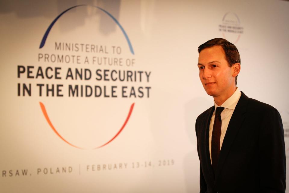 Advisor to President Trump Jared Kushner is seen arriving at the National Stadium in Warsaw, Poland on February 14, 2019 for the Middle East Peace summit.