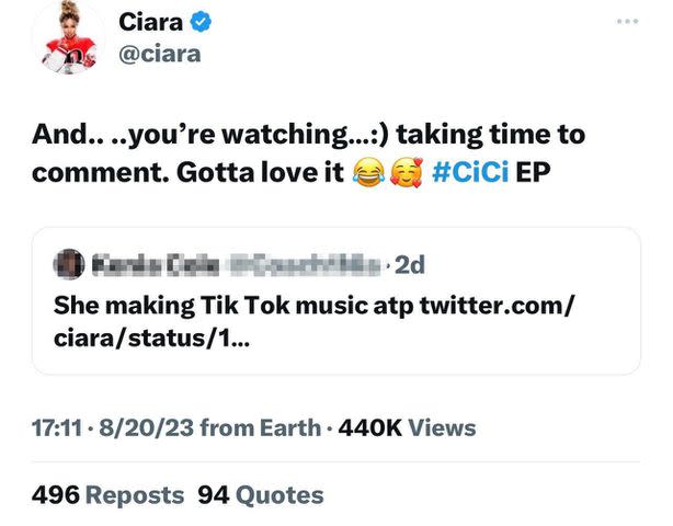 <p>Ciara/ Twitter</p>
