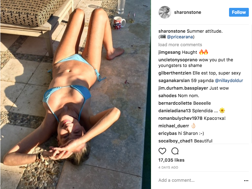 Sharon Stone is slaying in this bikini. Photo: Instagram