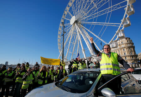 Protesters take part in a demonstration of the "yellow vests" movement in Marseille, France, January 12, 2019. REUTERS/Jean-Paul Pelissier