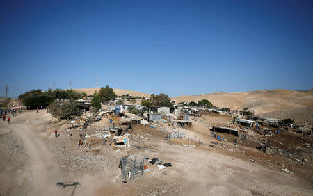 A view shows Palestinian dwellings in al-Khan al-Ahmar near Jericho in the occupied West Bank July 4, 2018. REUTERS/Mohamad Torokman