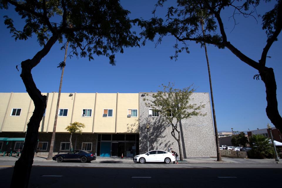 Hundreds of low-income tenants of an illegally converted dormitory building in San Bernardino, Calif., on October 5, 2022, need to find a new place to live. 
