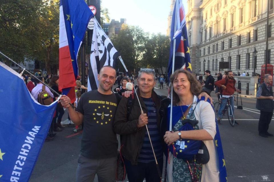 Tim Evans, left, with friends Richard and Lisa (Jacob Jarvis)