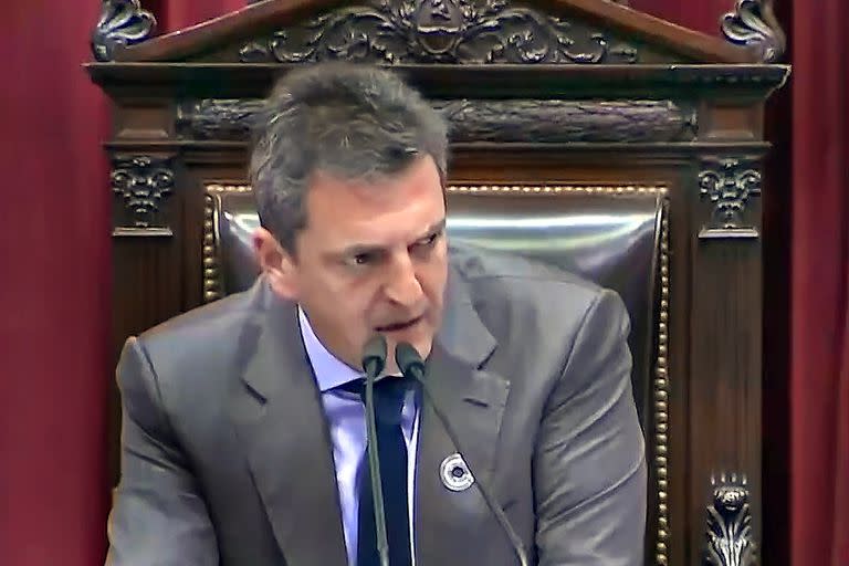 Sergio Massa durante la discusión con Fernando Iglesias