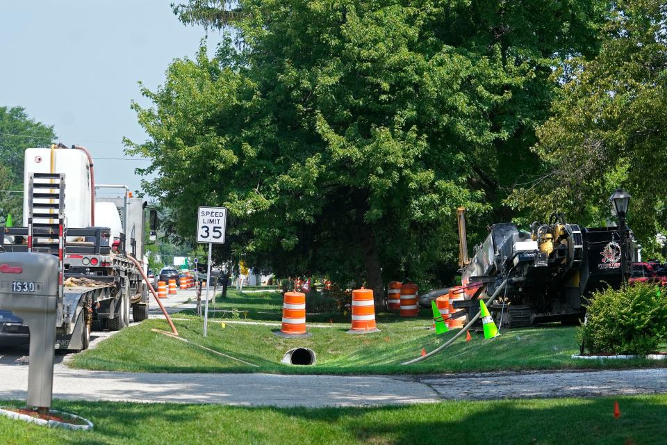 Work is well underway along S. Sunny Slope Road in New Berlin, Friday, where crews from Five Star Energy Services are installing fiber optics for TDS Telecom customers.