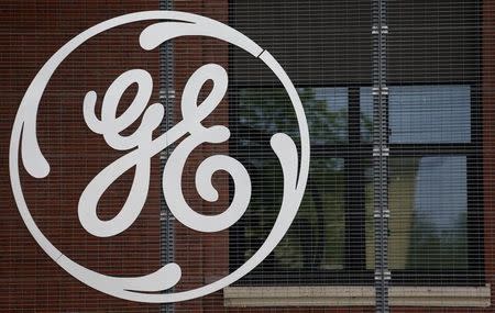 The logo of U.S. conglomerate General Electric is pictured at the company's site in Belfort, April 27, 2014. REUTERS/Vincent Kessler