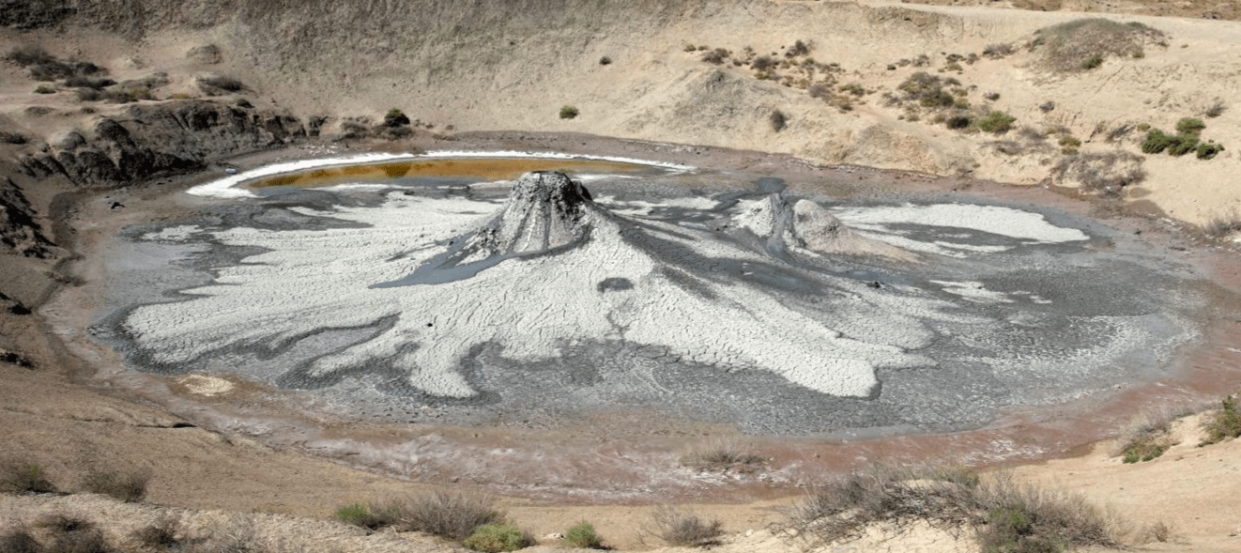 This mud volcano in Azerbaijan may be similar to features seen on Mars, and other small, frozen worlds around the Solar System. Image credit: Petr Brož Czech Academy of Sciences