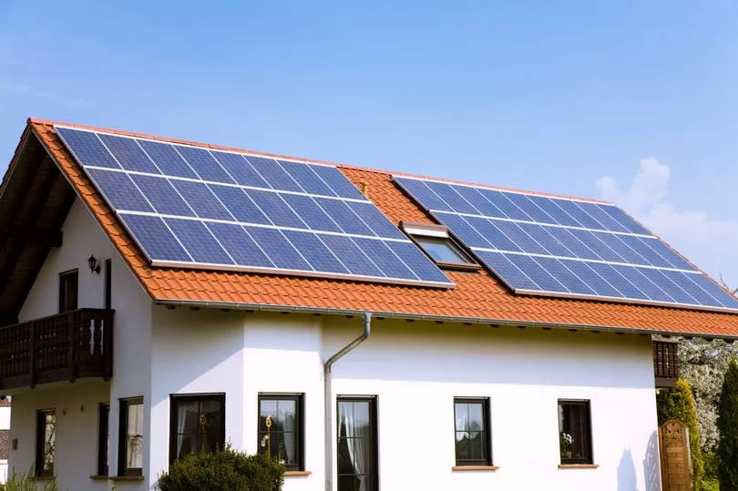 House with solar panels.