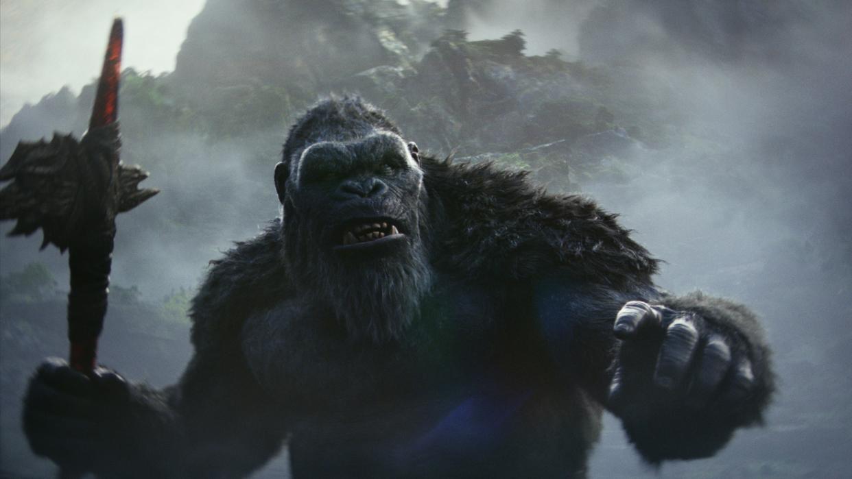  Kong wielding an axe in Godzilla x Kong: The New Empire. 