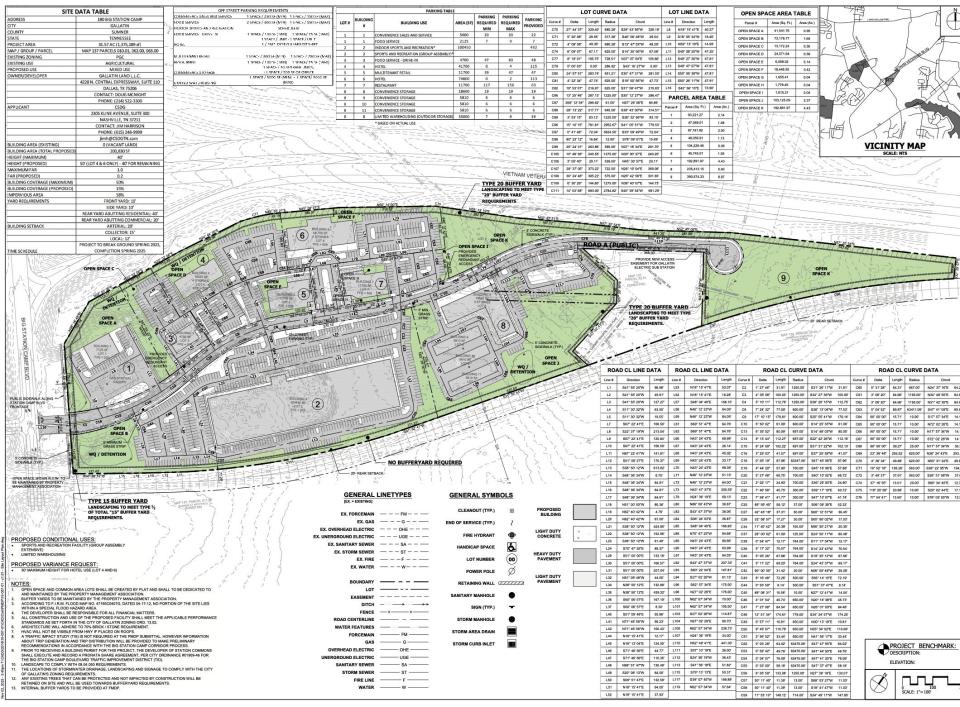 Layout of a building plan named Station Commons in Gallatin.