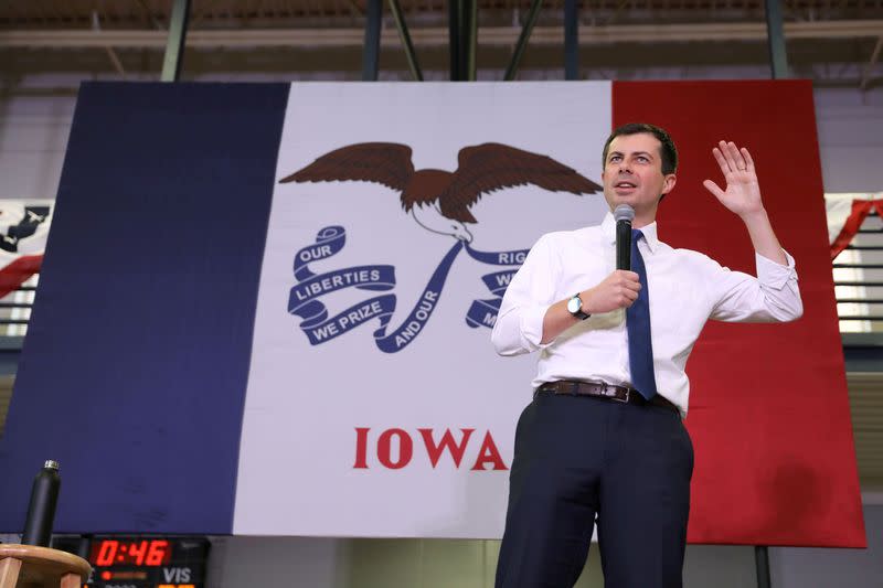 FILE PHOTO: U.S. Democratic presidential candidate Pete Buttigieg holds a town hall event in Creston