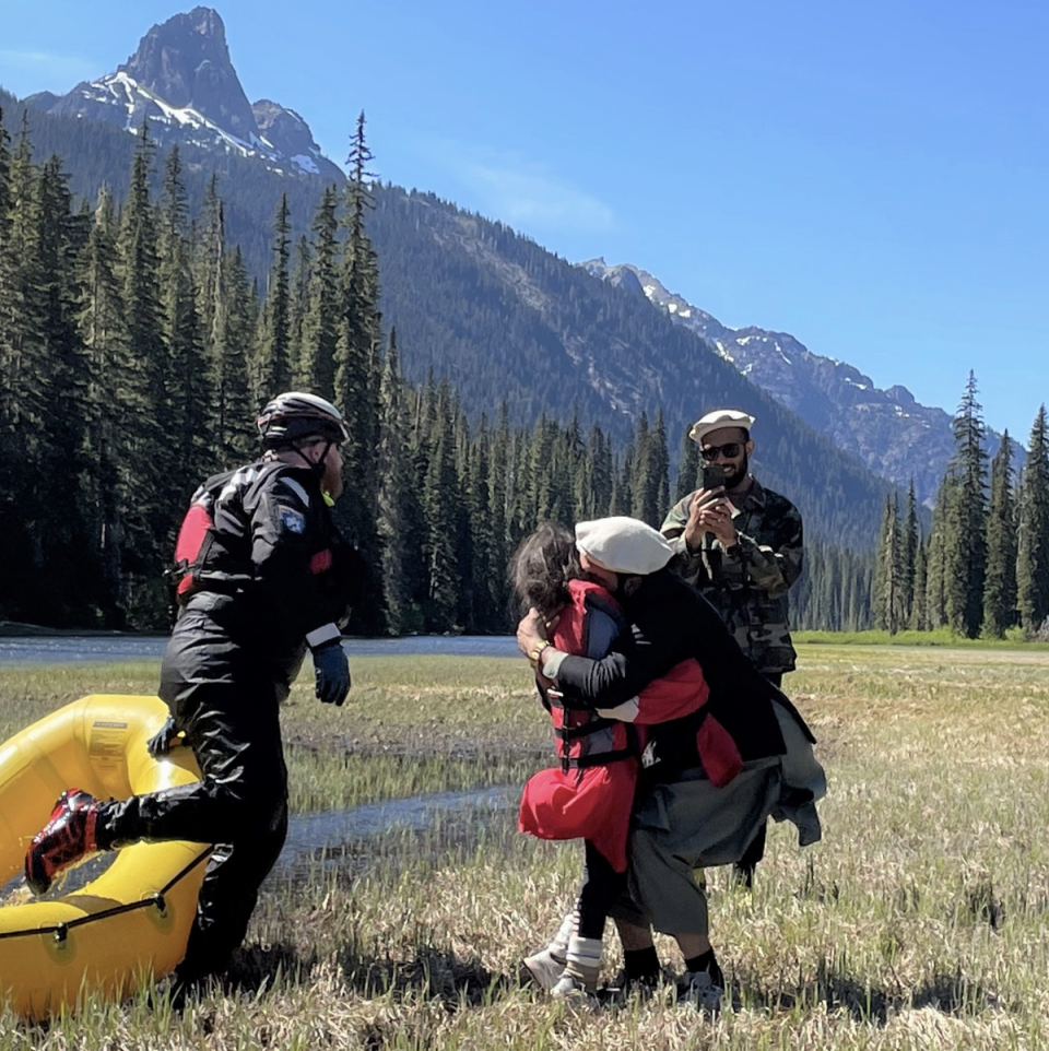 Images shared by the Kittitas County Sheriff’s Office show Shunghla and her father sharing an emotional embrace after being reunited (Kittitas County Sheriff’s Office)